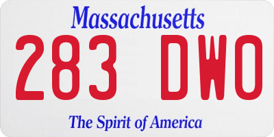 MA license plate 283DW0