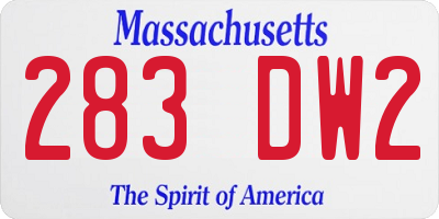 MA license plate 283DW2