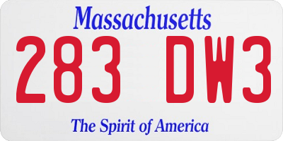 MA license plate 283DW3