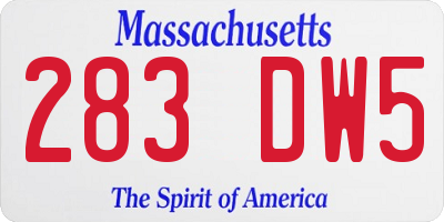 MA license plate 283DW5
