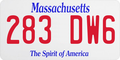 MA license plate 283DW6