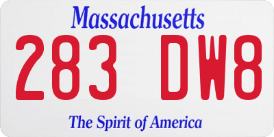 MA license plate 283DW8