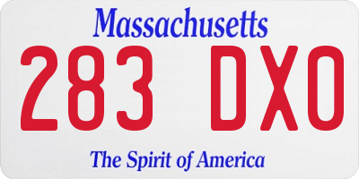 MA license plate 283DX0