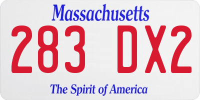 MA license plate 283DX2