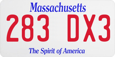 MA license plate 283DX3