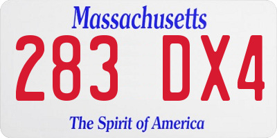 MA license plate 283DX4