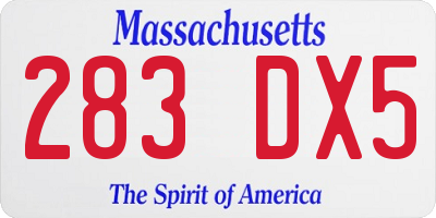 MA license plate 283DX5