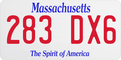 MA license plate 283DX6
