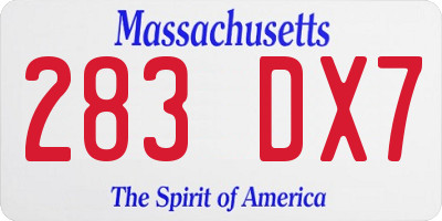 MA license plate 283DX7