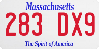 MA license plate 283DX9