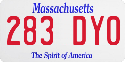MA license plate 283DY0
