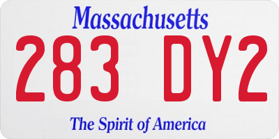 MA license plate 283DY2