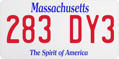 MA license plate 283DY3