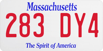 MA license plate 283DY4