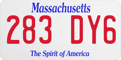 MA license plate 283DY6