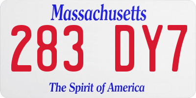 MA license plate 283DY7