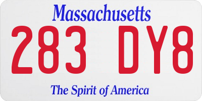 MA license plate 283DY8