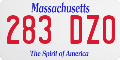 MA license plate 283DZ0