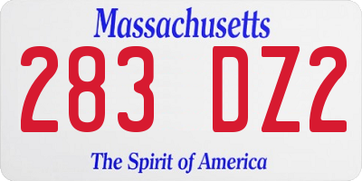 MA license plate 283DZ2