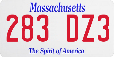 MA license plate 283DZ3