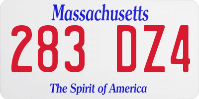 MA license plate 283DZ4