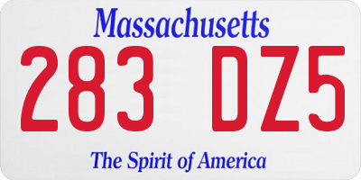 MA license plate 283DZ5