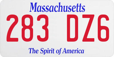 MA license plate 283DZ6