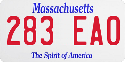 MA license plate 283EA0