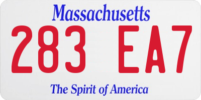 MA license plate 283EA7