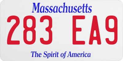 MA license plate 283EA9