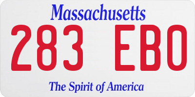 MA license plate 283EB0