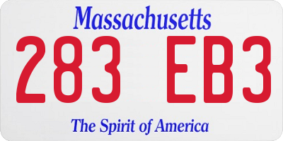 MA license plate 283EB3