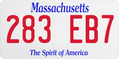 MA license plate 283EB7