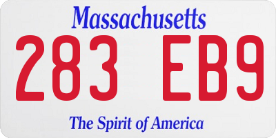 MA license plate 283EB9