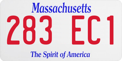 MA license plate 283EC1