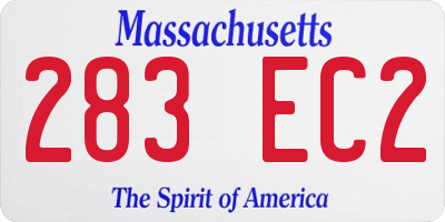 MA license plate 283EC2