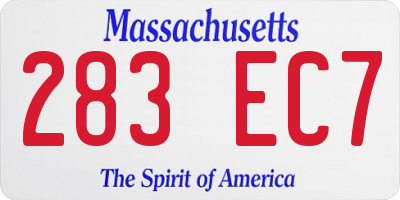 MA license plate 283EC7