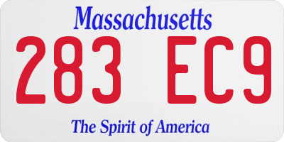 MA license plate 283EC9