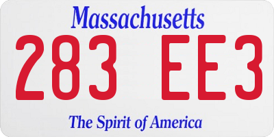 MA license plate 283EE3