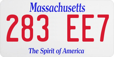 MA license plate 283EE7
