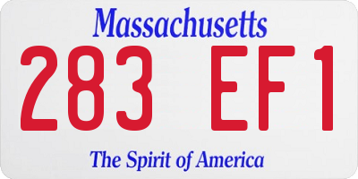 MA license plate 283EF1