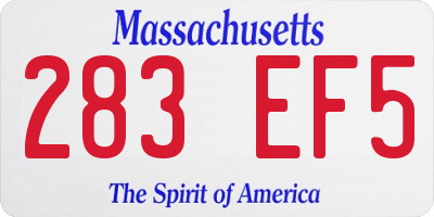 MA license plate 283EF5