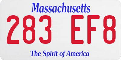 MA license plate 283EF8