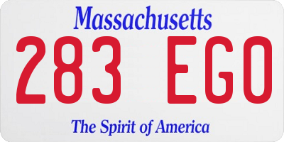 MA license plate 283EG0