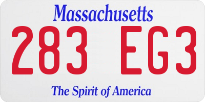 MA license plate 283EG3