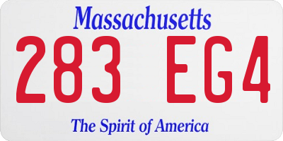 MA license plate 283EG4