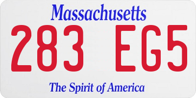 MA license plate 283EG5