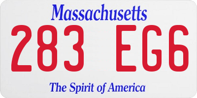MA license plate 283EG6