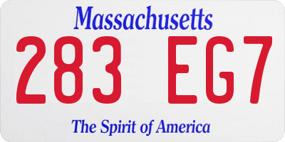 MA license plate 283EG7