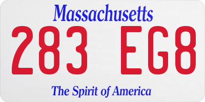 MA license plate 283EG8